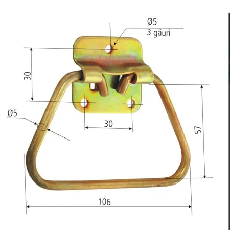 Maner Mobil Aplicat cu Suport Drept 44X44MM / 57MM