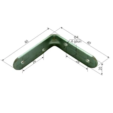 Coltar Metalic Dreptunghiular Simplu 16/40X40MM