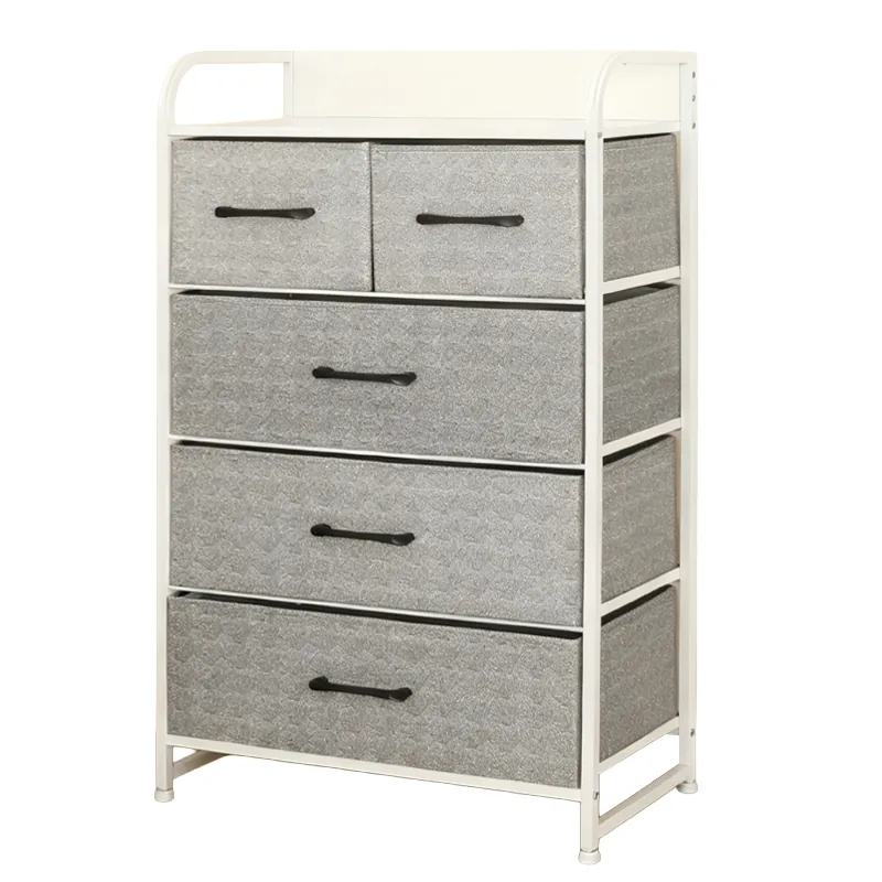 Comoda 5 Sertare Textile / 58X29X99CM - Gri/Alb