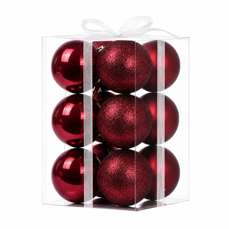 Set Ornamente Plastic de Craciun / Bordo - 12P.