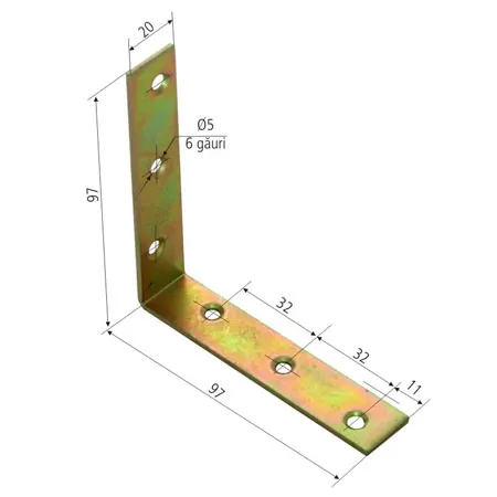 Coltar Metalic Dreptunghiular 20/97X97MM