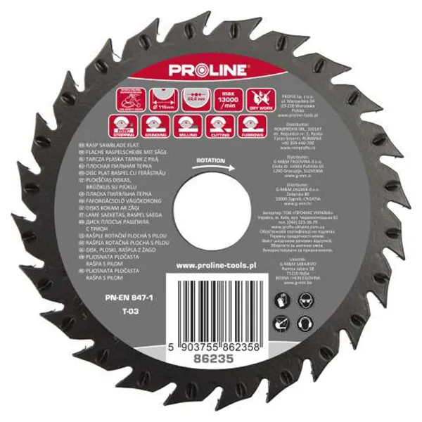 Disc Raspel Circular Plat / Frontal-Lateral - 230MM