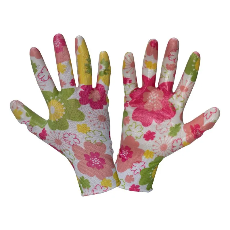 Manusa Nitril cu Model Floral Roz - 8