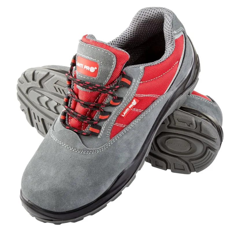 Pantof Piele-Intoarsa-Tesut / Gri-Rosu (S1PSRC) - 40
