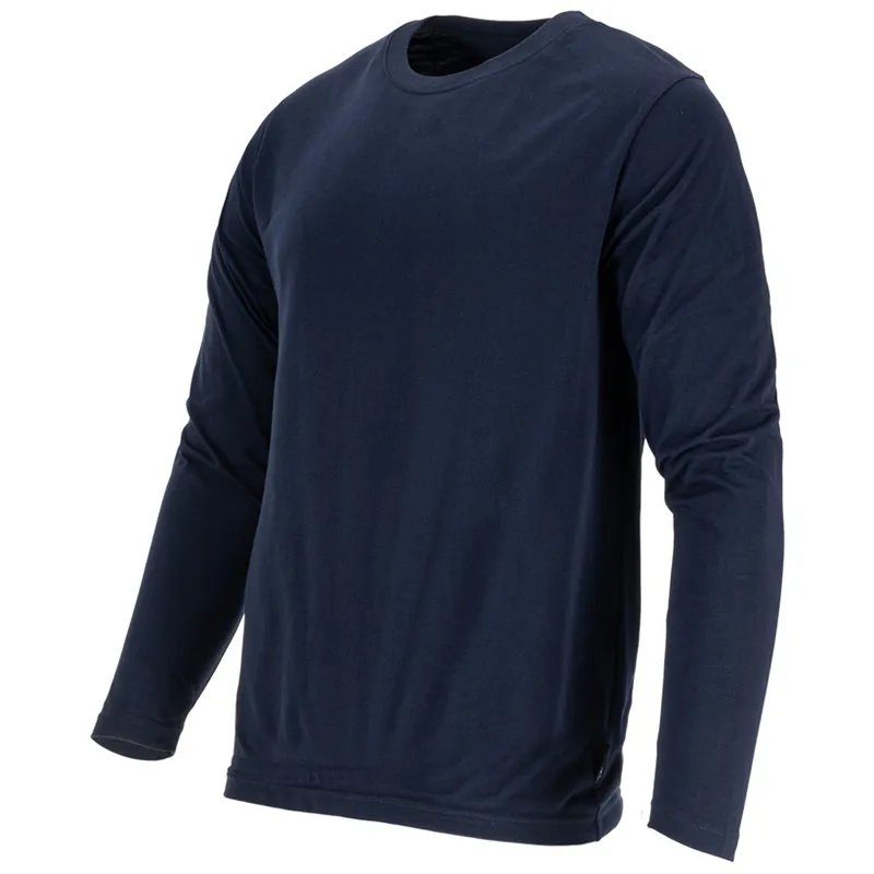 Tricou Bumbac Subtire cu Maneca Lunga / Bleumarin - 3XL