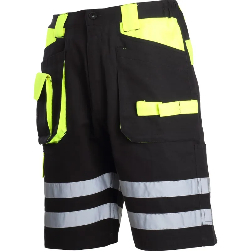 Pantalon Scurt cu Reflectorizant Negru-Verde - L