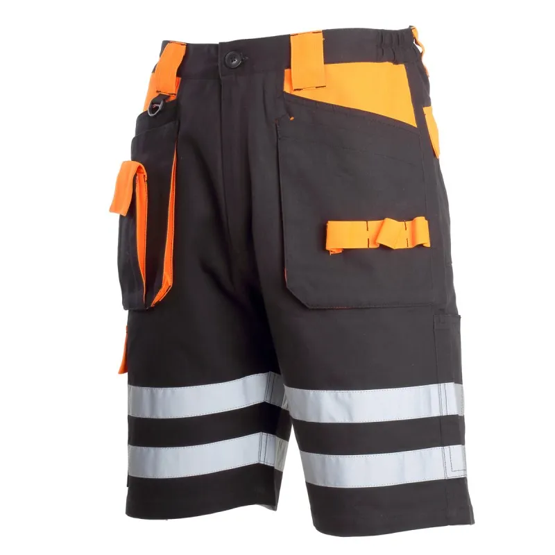Pantalon Scurt cu Reflectorizant Negru-Portocaliu - XL