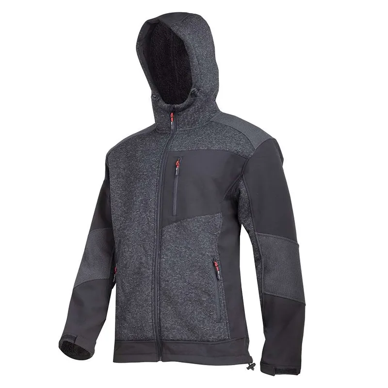 Jacheta Elastica Tip-Sherpa cu Gluga / Negru - M