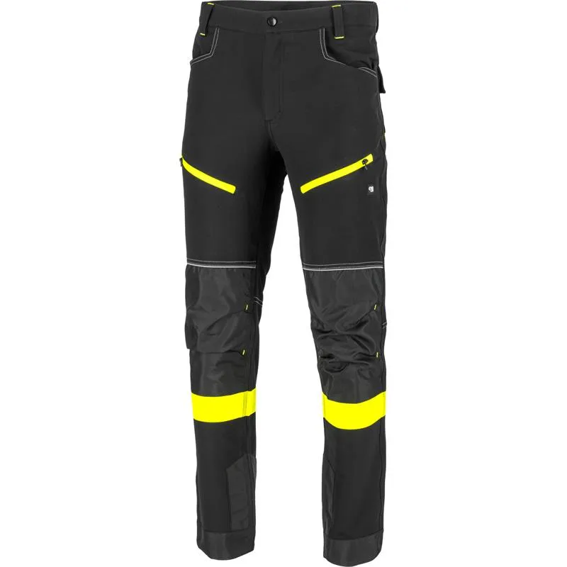 Pantalon Lucru Elastic / Negru-Galben - S