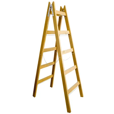 Scara Lemn Dubla cu Lant Sustinere 185CM / 5 Trepte