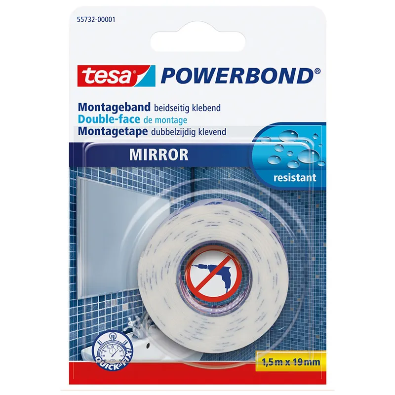Banda Dubluad Powerbond Oglinzi 1.5M:19MM Alb