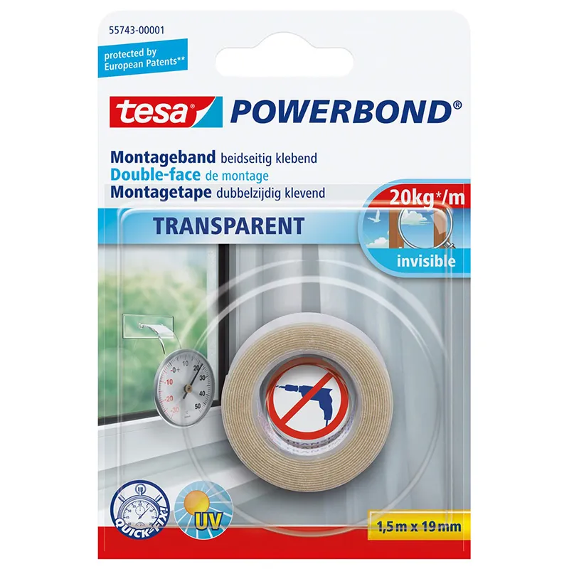 Banda Dubluad Powerbond 1.5M:19MM Transparent