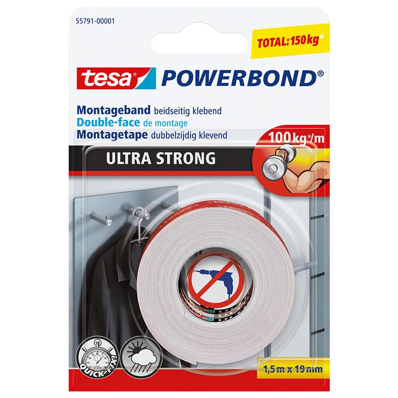 Banda Dubluad Powerbo Ultra Str 1.5M:19MM Alb