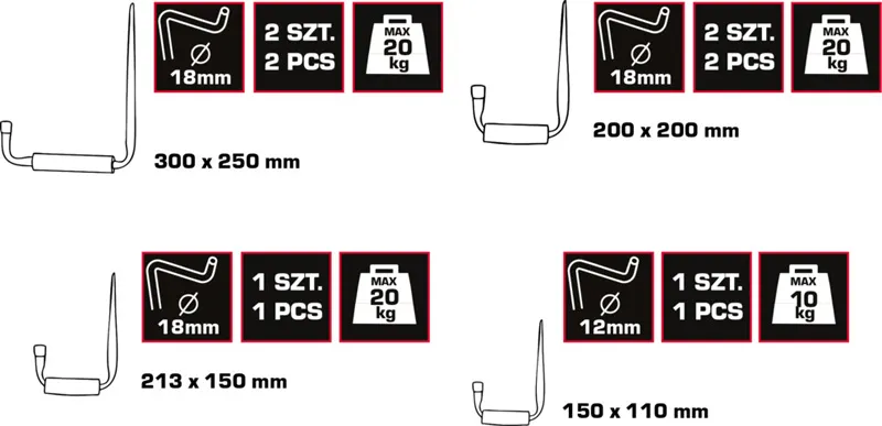 Set Carlige Perete Tip-U - 6P.