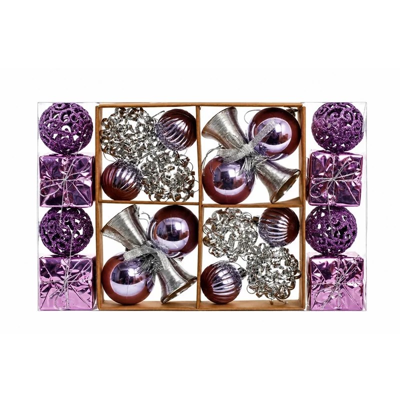 Set ornamente de Craciun violet, 24 buc.