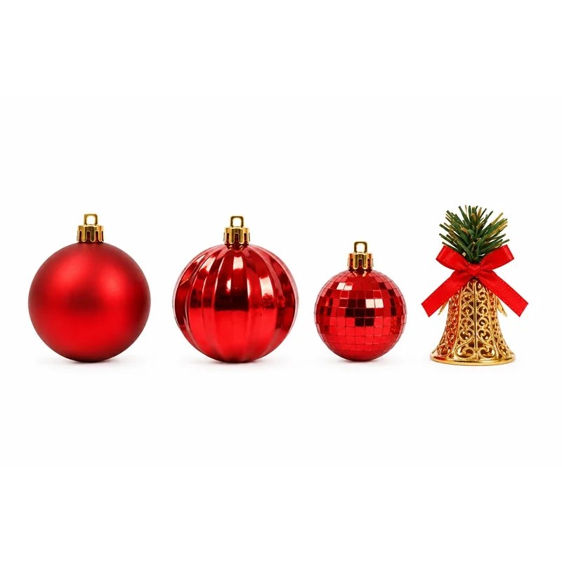 Set ornamente de Craciun rosu, 32 buc.