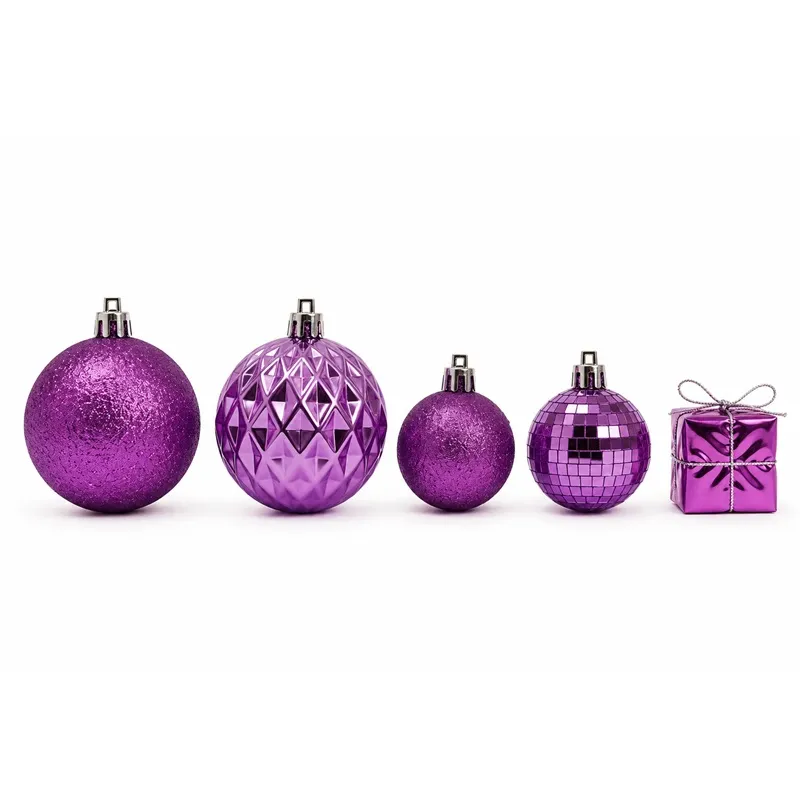 Set Ornamente Plastic de Craciun / Violet - 30P.