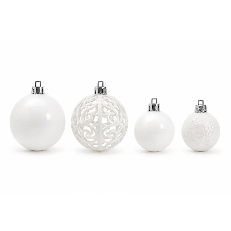 Set Ornamente Plastic de Craciun / Alb - 28P.