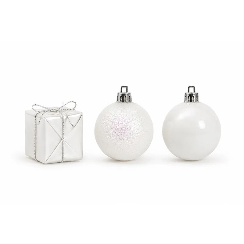 Set Ornamente Plastic de Craciun / Alb - 40P.