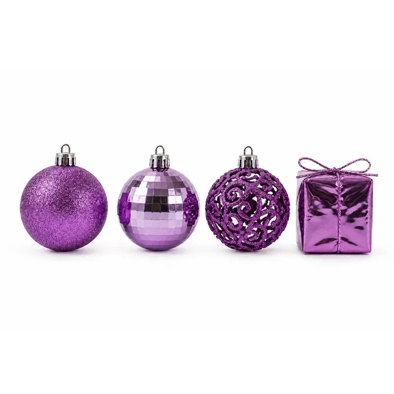Set Ornamente Plastic de Craciun / Violet - 40P.