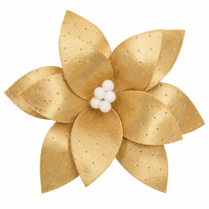 Floare decorativa de Craciun aurie 26 x 15 cm