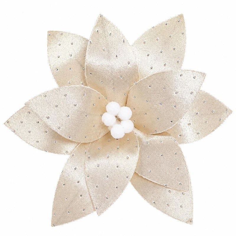 Floare decorativa de Craciun 26x15 cm, aurie deschisa
