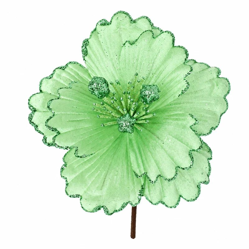 Floare decorativa de Craciun 27x17 cm, verde