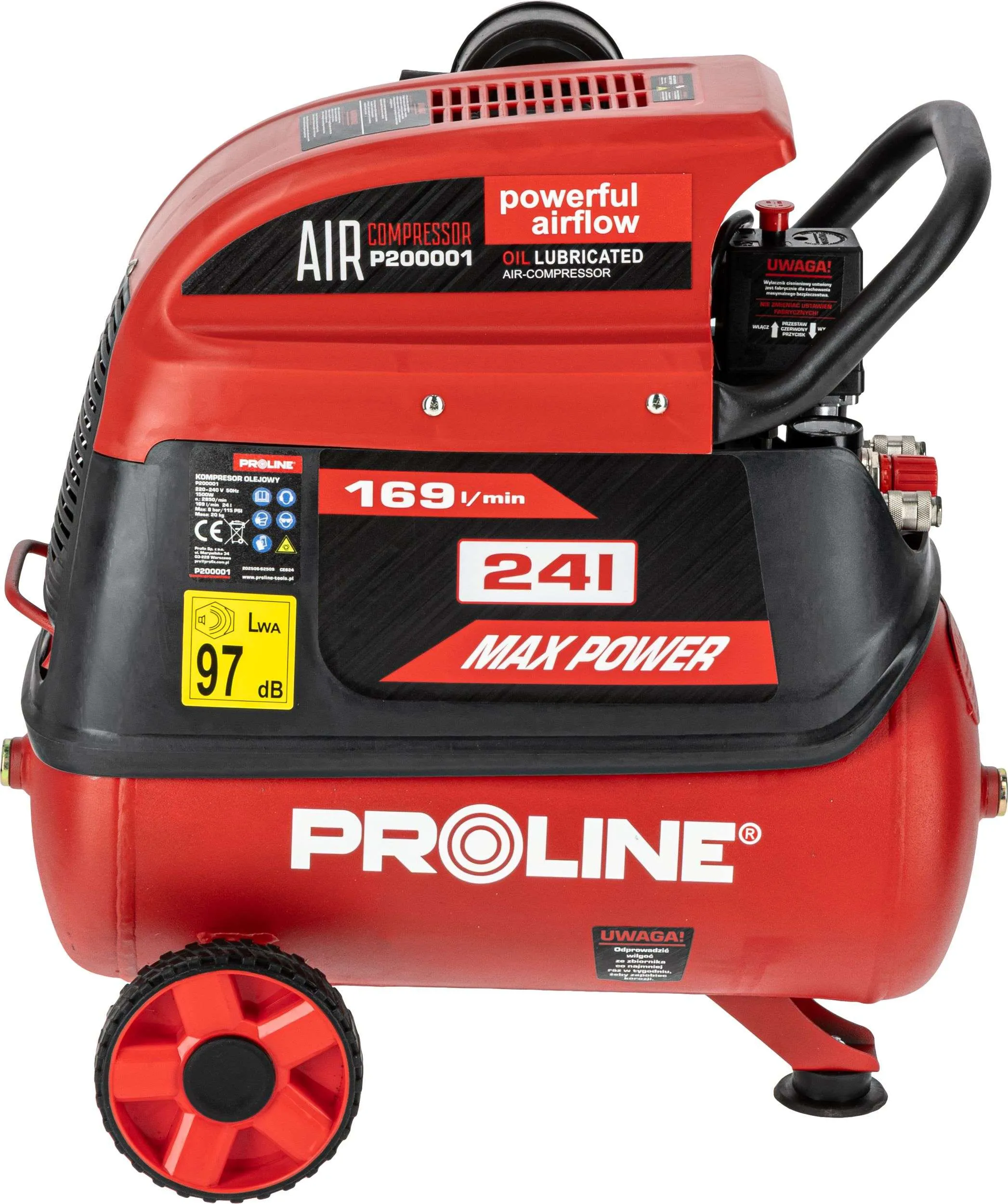 Compresor Aer cu Ulei - 1500W / 8BAR / 169L/Min / 24L