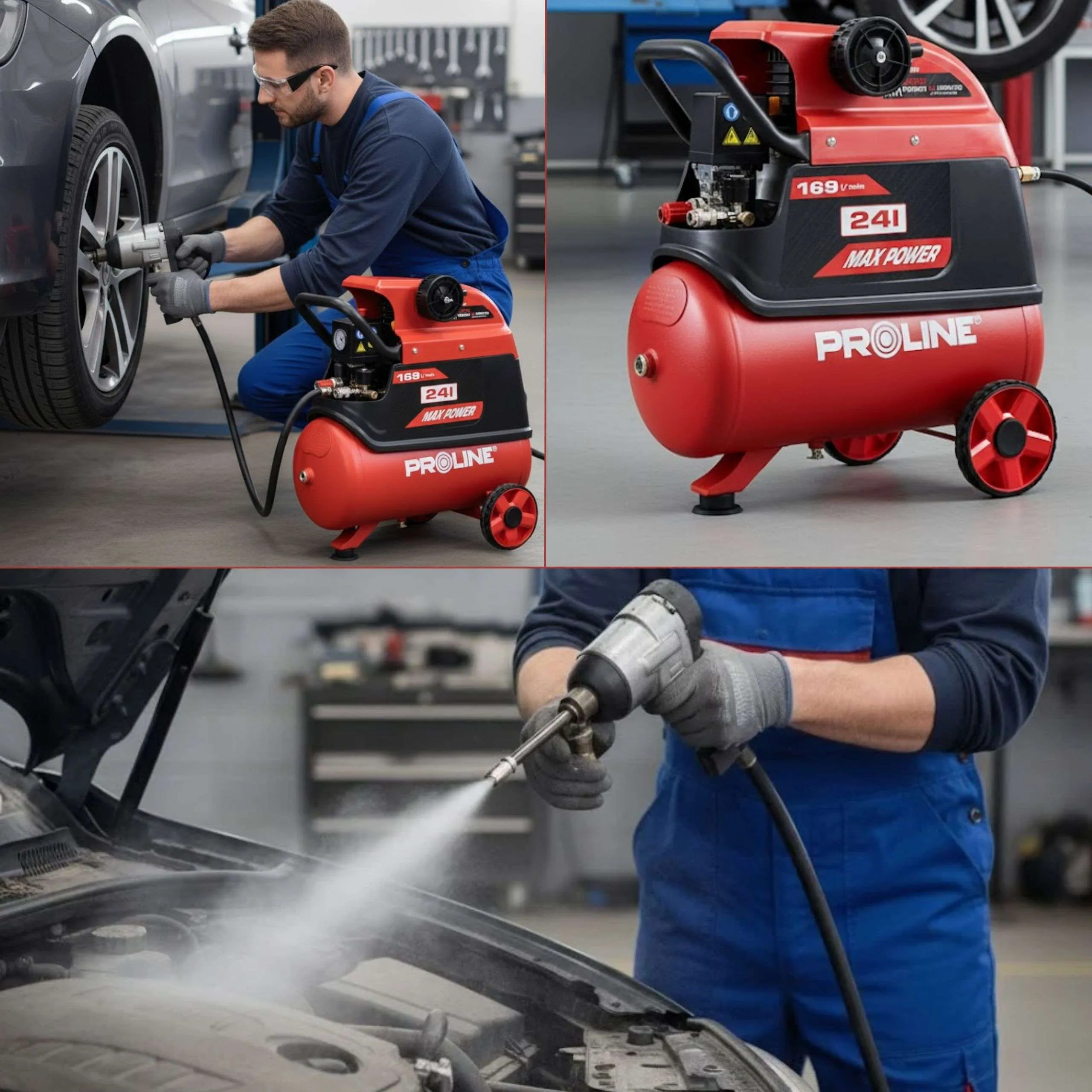 Compresor Aer cu Ulei - 1500W / 8BAR / 169L/Min / 24L