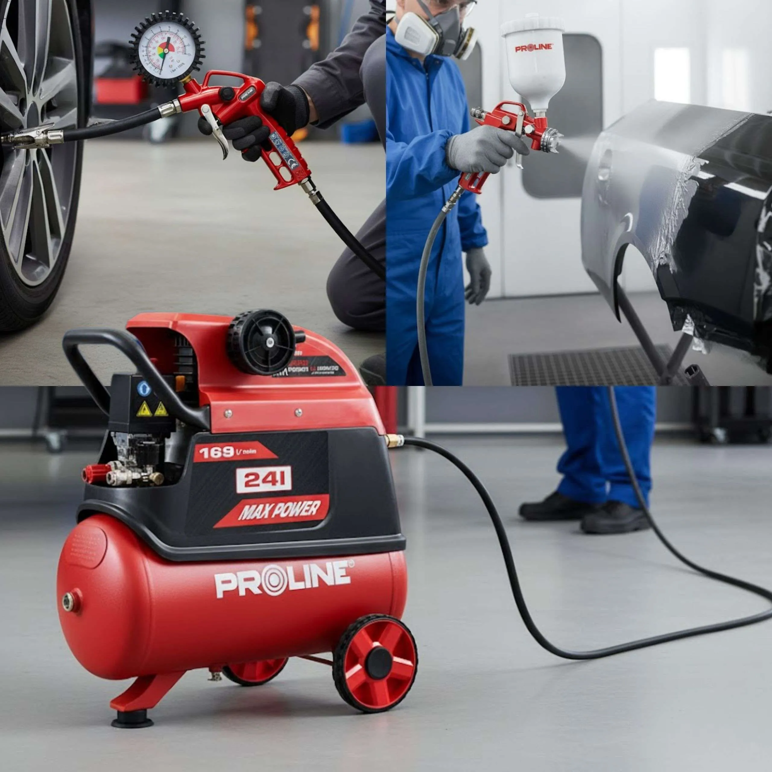 Compresor Aer cu Ulei - 1500W / 8BAR / 169L/Min / 24L