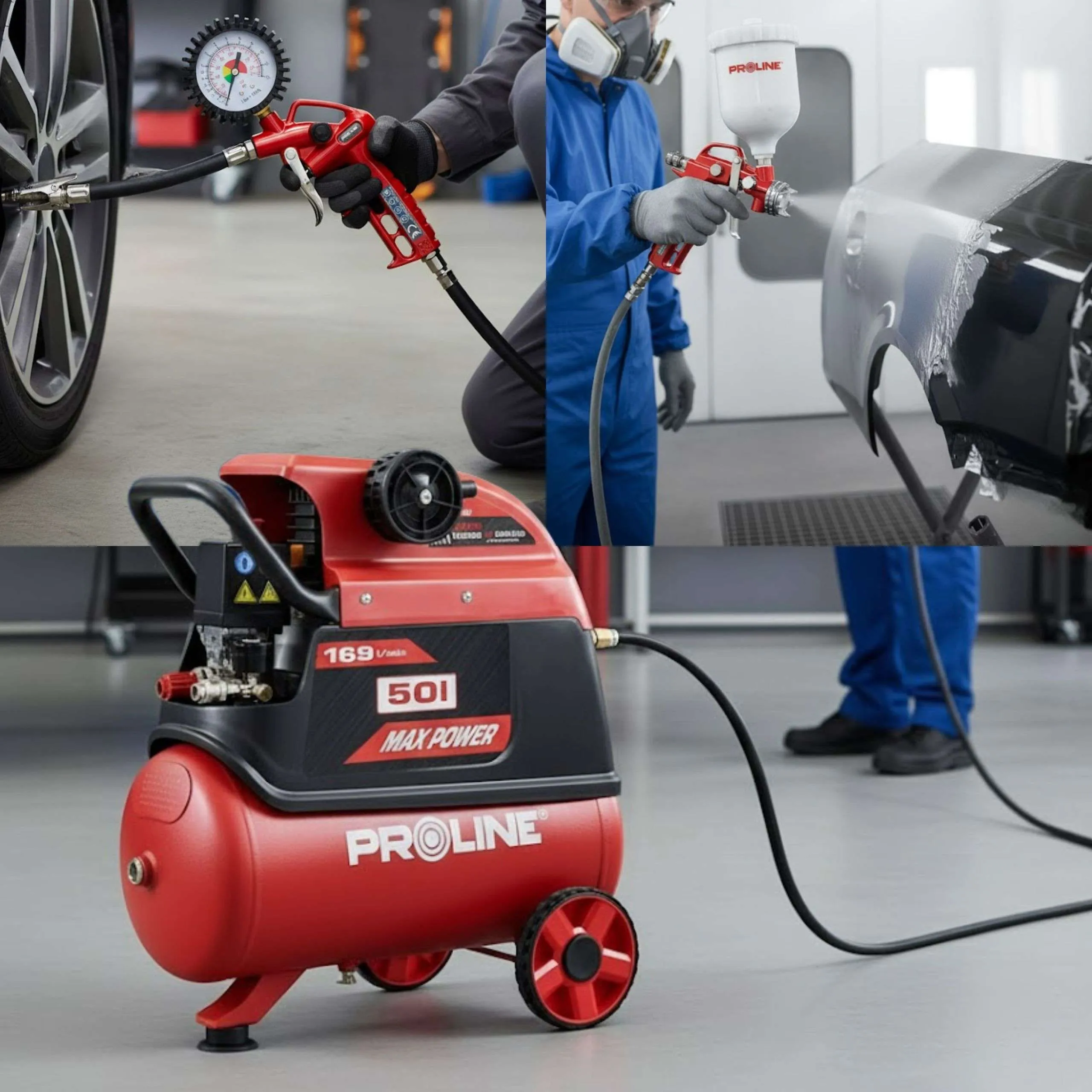 Compresor Aer cu Ulei - 1500W / 8BAR / 169L/Min / 50L
