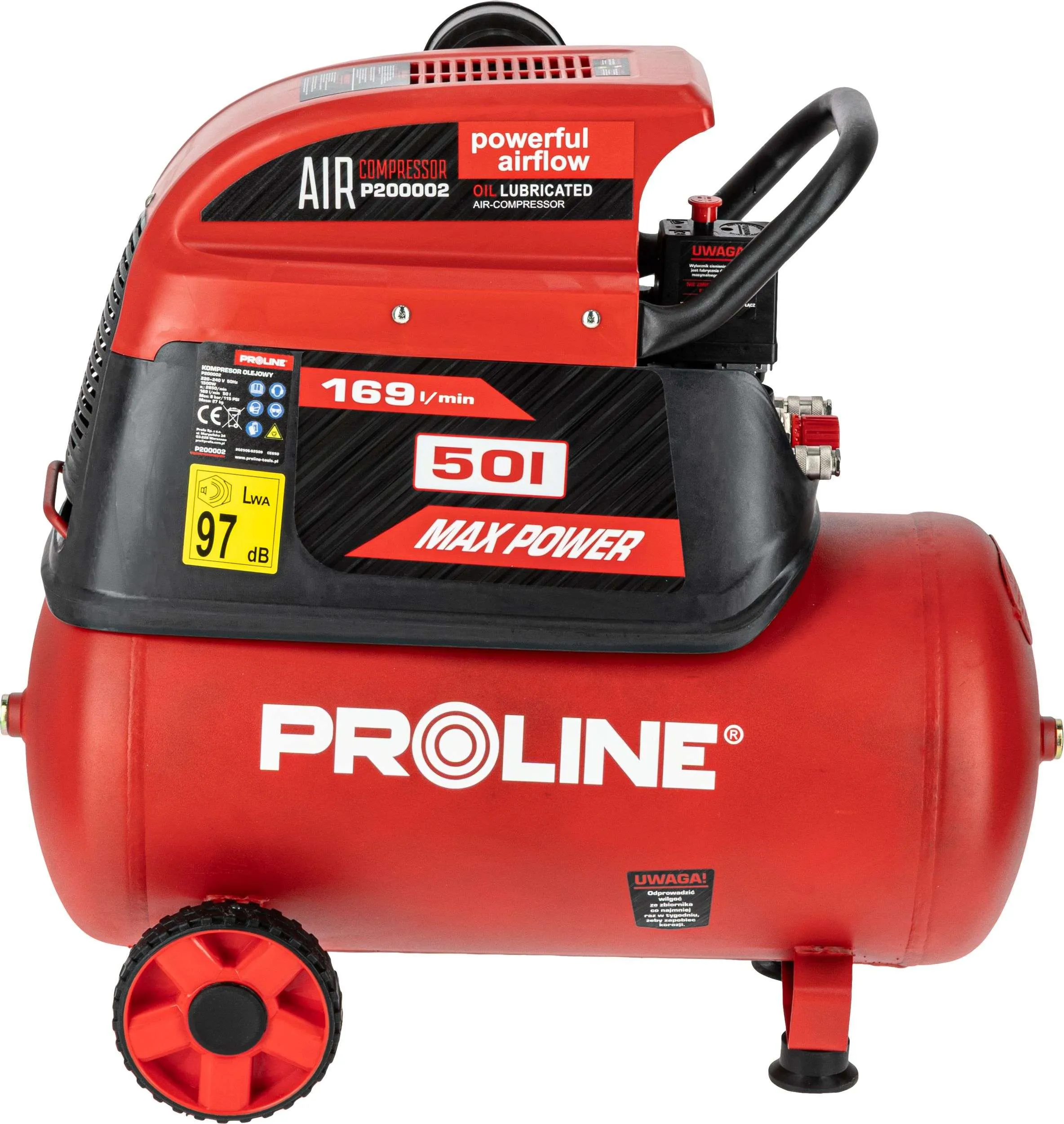 Compresor Aer cu Ulei - 1500W / 8BAR / 169L/Min / 50L