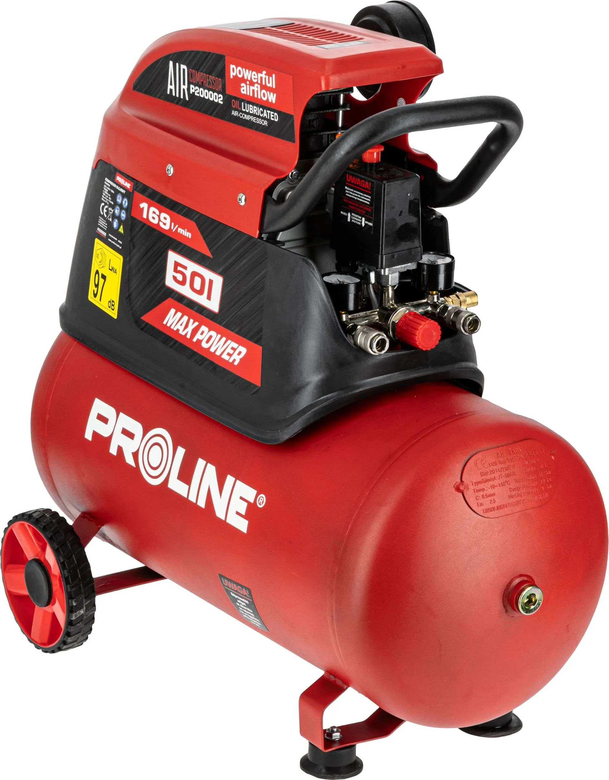 Compresor Aer cu Ulei - 1500W / 8BAR / 169L/Min / 50L
