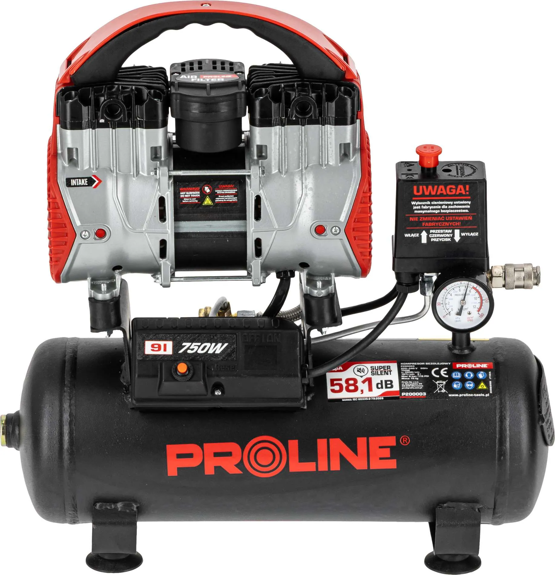 Compresor Aer fara Ulei - 750W / 8BAR / 167L/Min / 9L