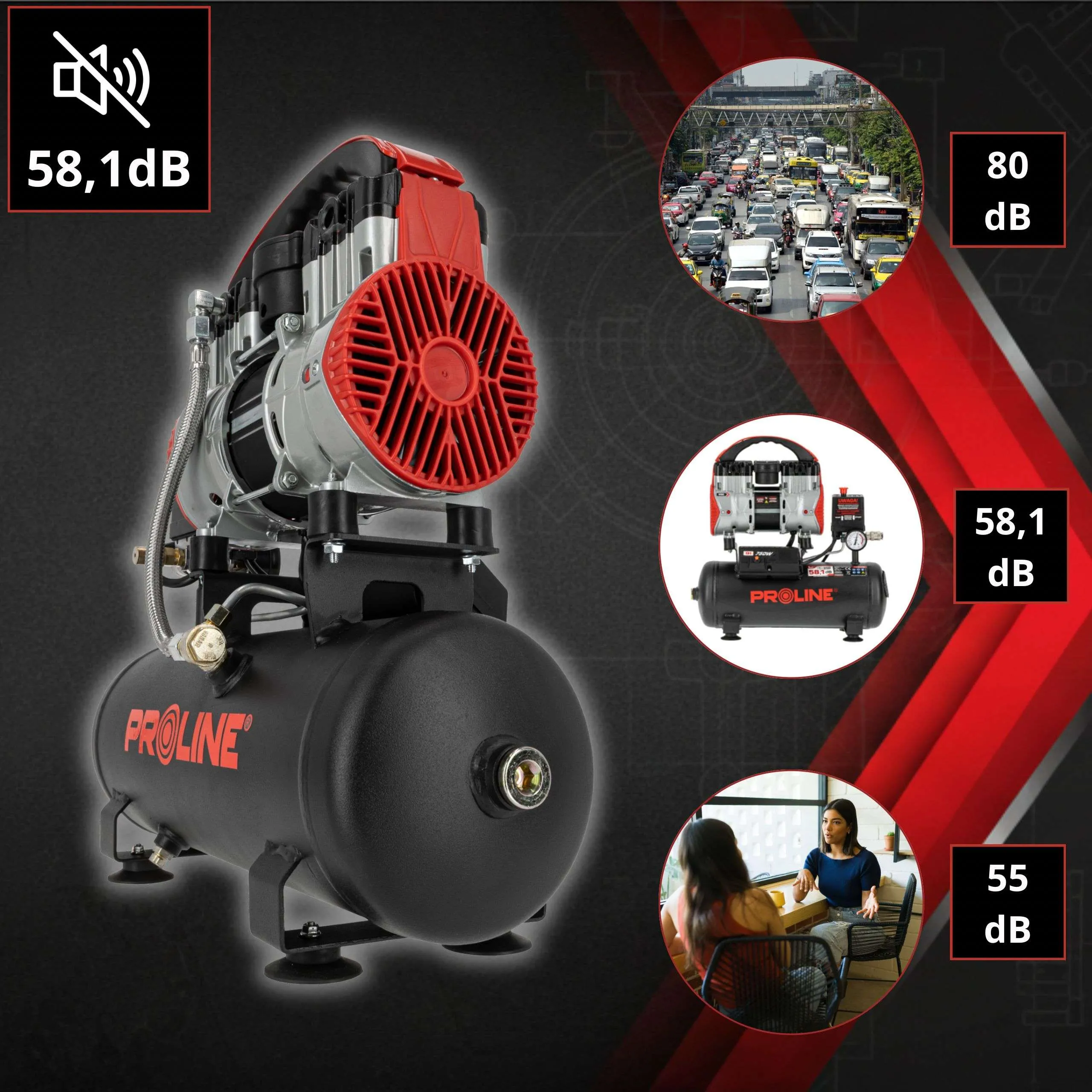 Compresor Aer fara Ulei - 750W / 8BAR / 167L/Min / 9L