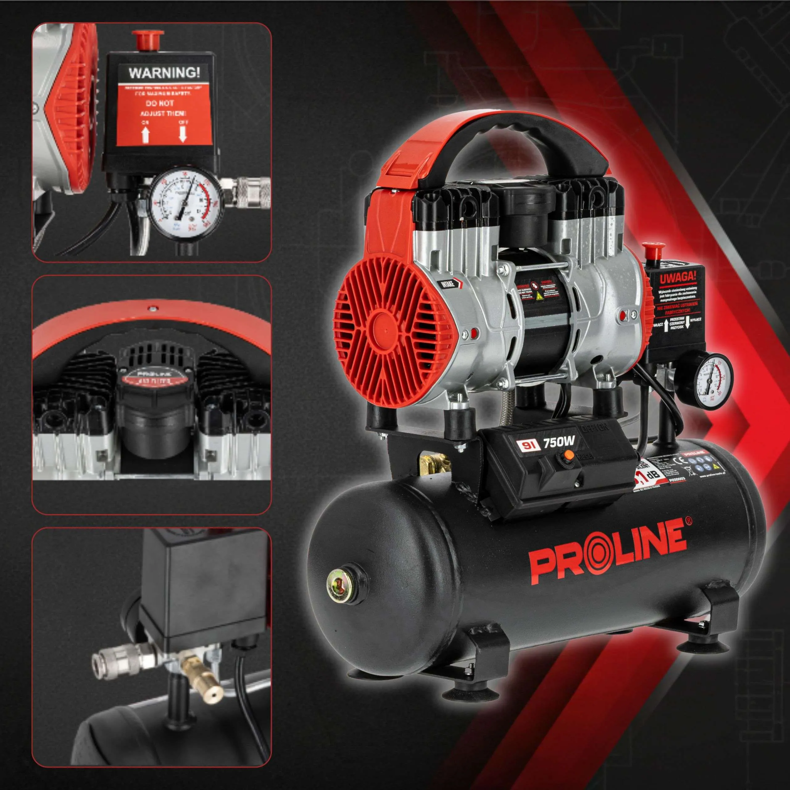 Compresor Aer fara Ulei - 750W / 8BAR / 167L/Min / 9L