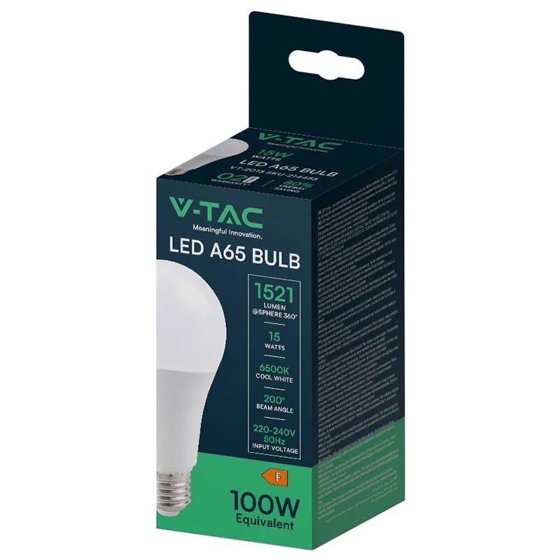Bec LED-A65 - E27 / 15W / 6500K (Alb-Rece)