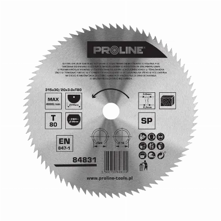 Disc circular pentru lemn Proline 84831, 315 mm