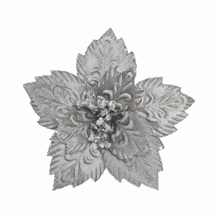 Floare decorativa de Craciun argintie 22x19 cm