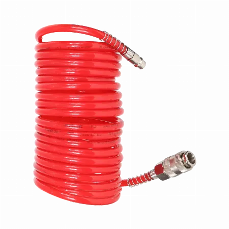 Furtun pneumatic spiralat cu cuple rapide 5x8 mm / 15 m