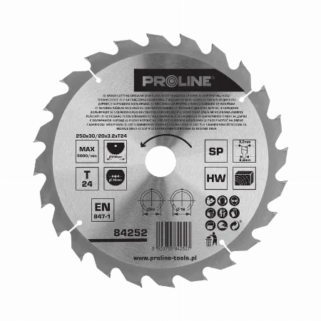 Disc circular pentru lemn 250 mm cu 24 dinti Proline 84252