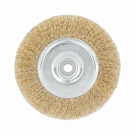 Perie circulara din sarma de otel ondulata alamita, orificiu 22 mm, 115 mm, Proline 32812