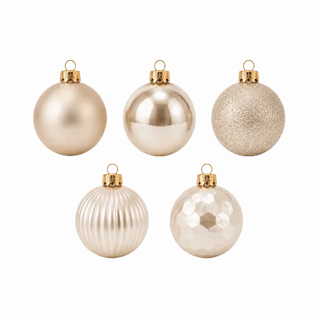 Set Ornamente Plastic de Craciun / Bej-Deschis - 50P.