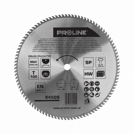 Disc circular pentru lemn Proline 84509, 500 mm, 100 dinti