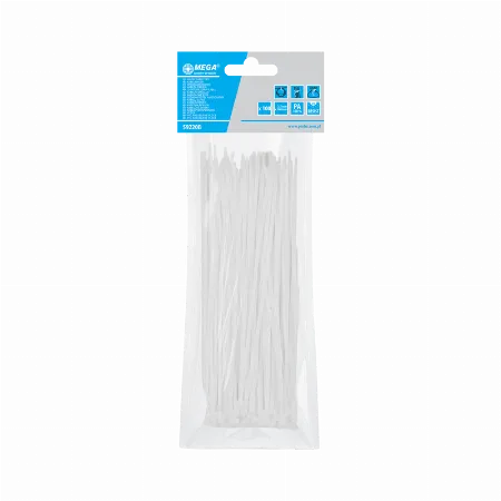 Fasete de legatura albe 2,5 x 200 mm, set 100 buc