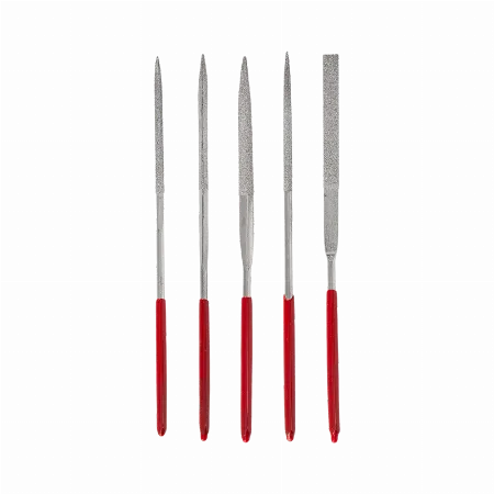 Set pile de precizie diamantate cu maner cauciucat 140 mm - 5 piese