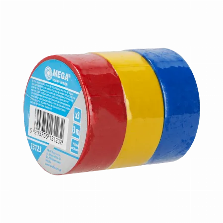 Set 3 benzi izolatoare Mega 13123, multicolor, 19 x 0,13 mm, 3 m