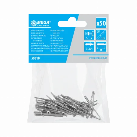 Popnituri aluminiu 3,2 x 10 mm, set 50 buc. Mega 59310