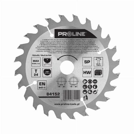 Disc circular pentru lemn cu dinti din carbura sinterizata 152 mm, 24 dinti