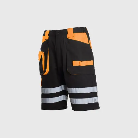 Pantalon Scurt cu Reflectorizant Negru-Portocaliu - S